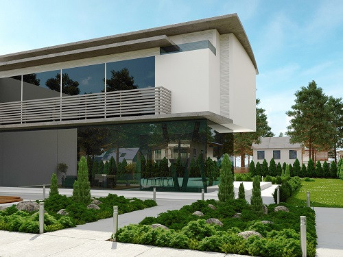 haus mit sonnenschutz